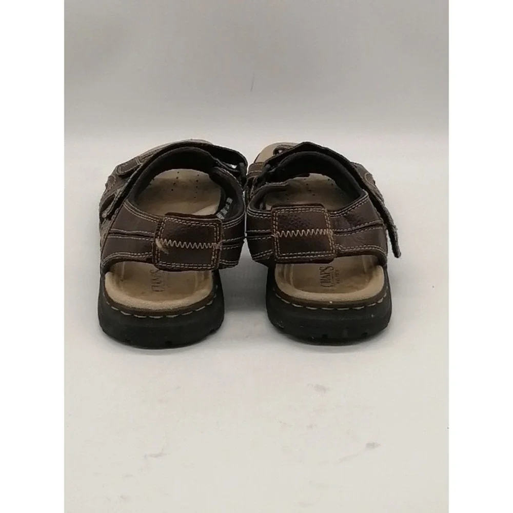 Chaps Sandals Mens Fairfax Briar Brown 9 Leather Sport Shoes Hook Loop 96-23199